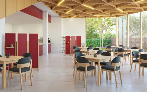 ATMOSFERE LINE 316, dřevěný 3-dílný paraván, mobilní, výška 1600 mm, rám ořech královský, výplň smetanová, polička